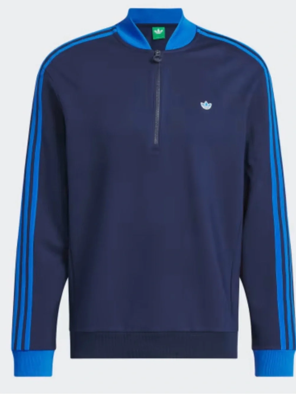 Adidas Originals Men's Night Indigo Blue 3-Stripes 1/4 Zip Golf Sweatshirt L NWT